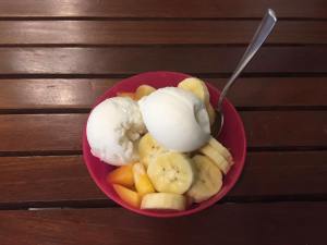 Banana, mango and coconut ice cream